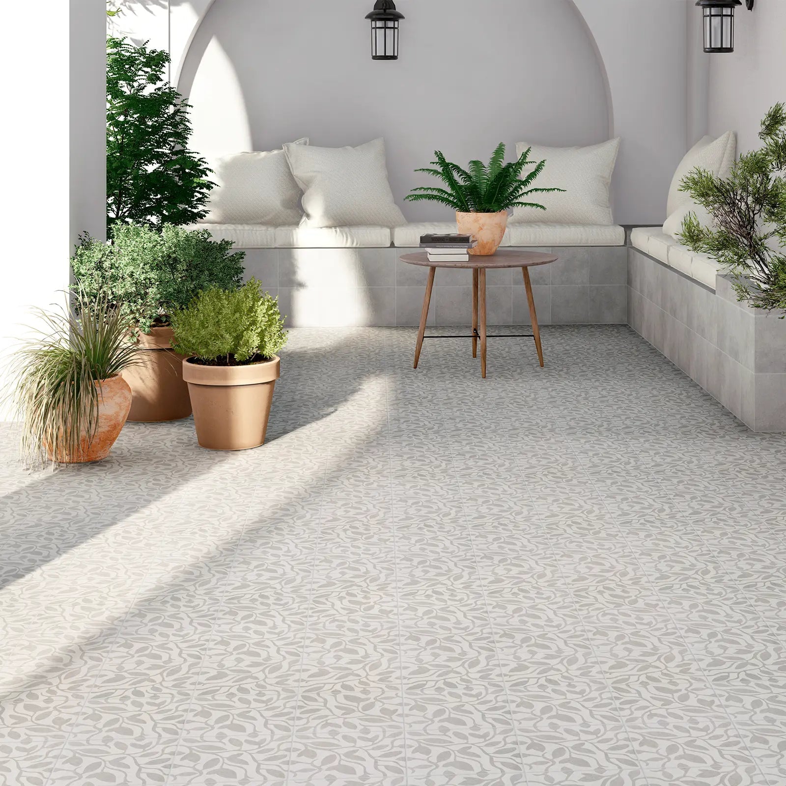 Tahoe Grey Decor Five 20 x 20cm Porcelain Tile in a bathroom setting