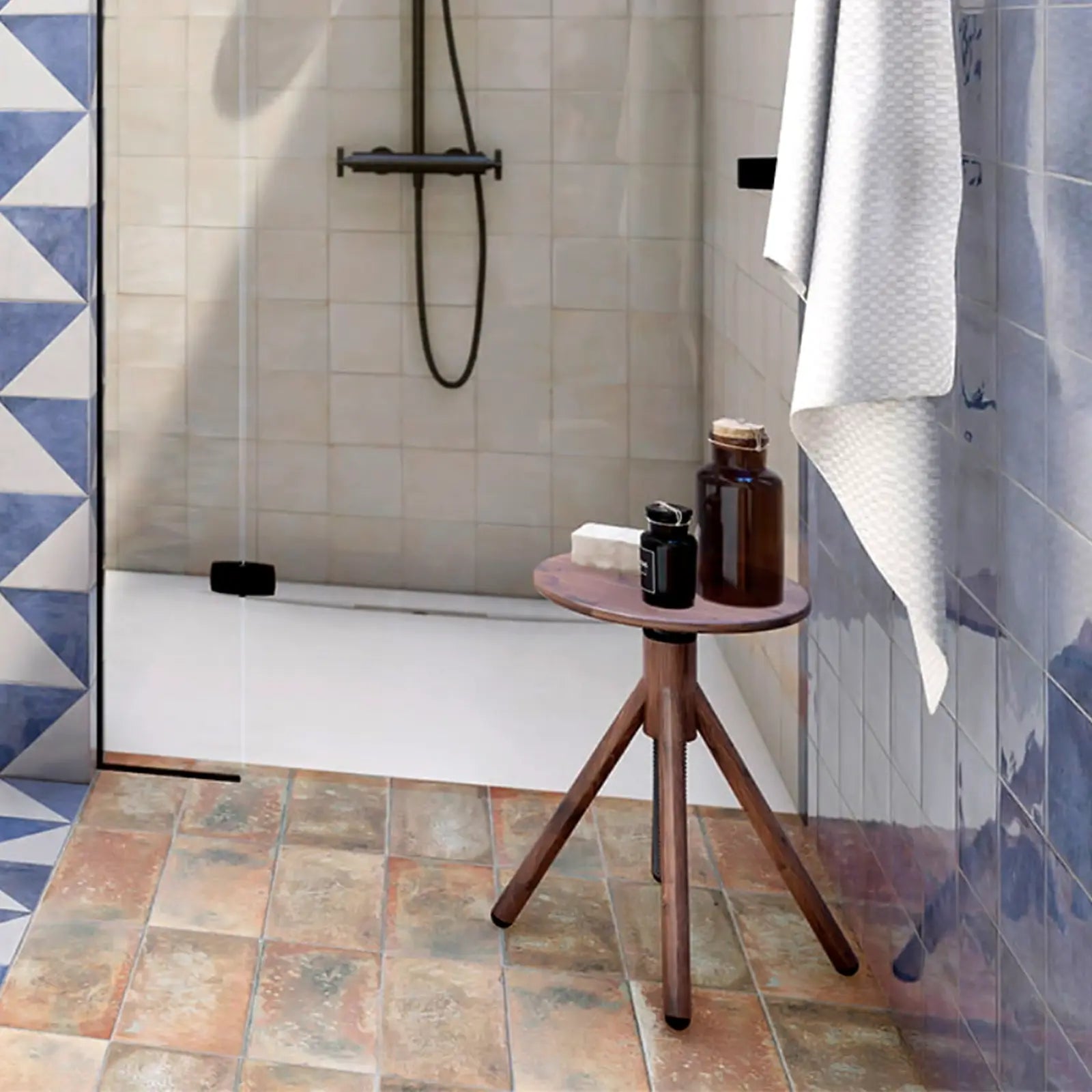 Bahia Azur 15 x 15cm glazed porcelain gloss tile room setting