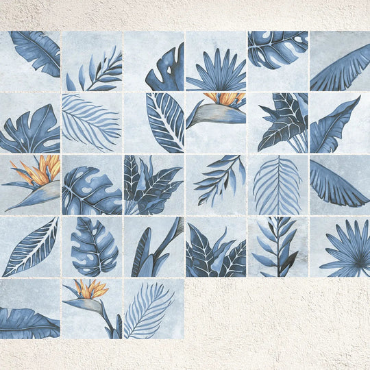 Nusa Sapphire Botanic Decor 25 x 25cm Porcelain Tile - alternate view