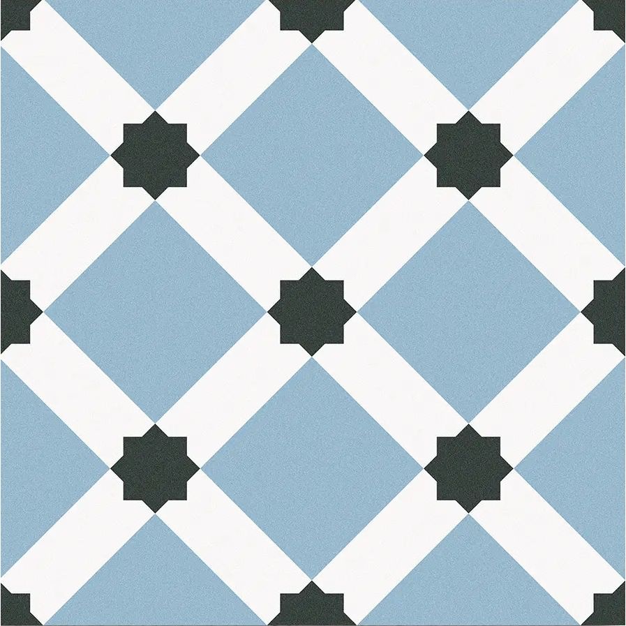 Barcelona Night Pattern 25 x 25cm blue and black patterned porcelain tile face
