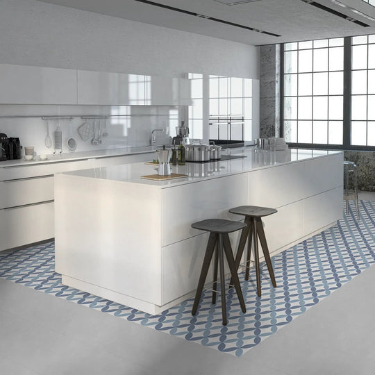 Barcelona Arch Pattern 25 x 25cm patterned porcelain tile room setting