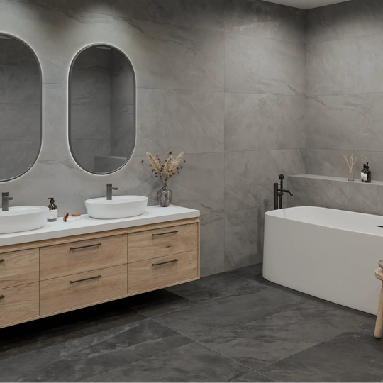 Solide Charcoal 60 x 120cm Porcelain Tile - alternate view