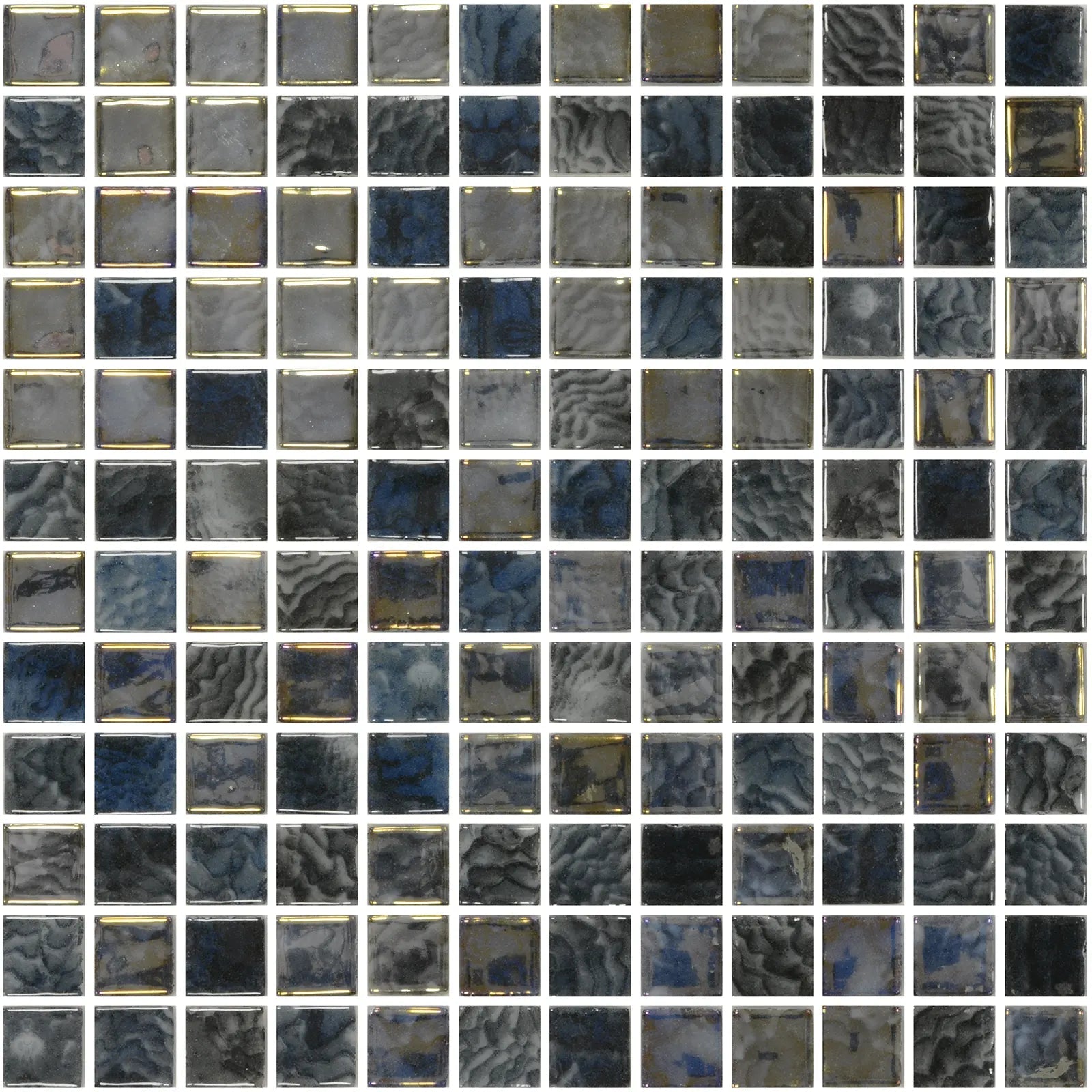 Aquastyle Arrecife Iridis Grey glass mosaic shown as a large surface
