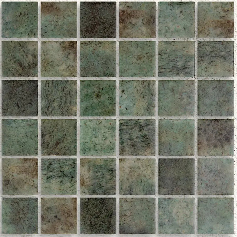 Seychelles Penta Bali Stone Matte 31.1 x 31.1cm green glass mosaic tile face