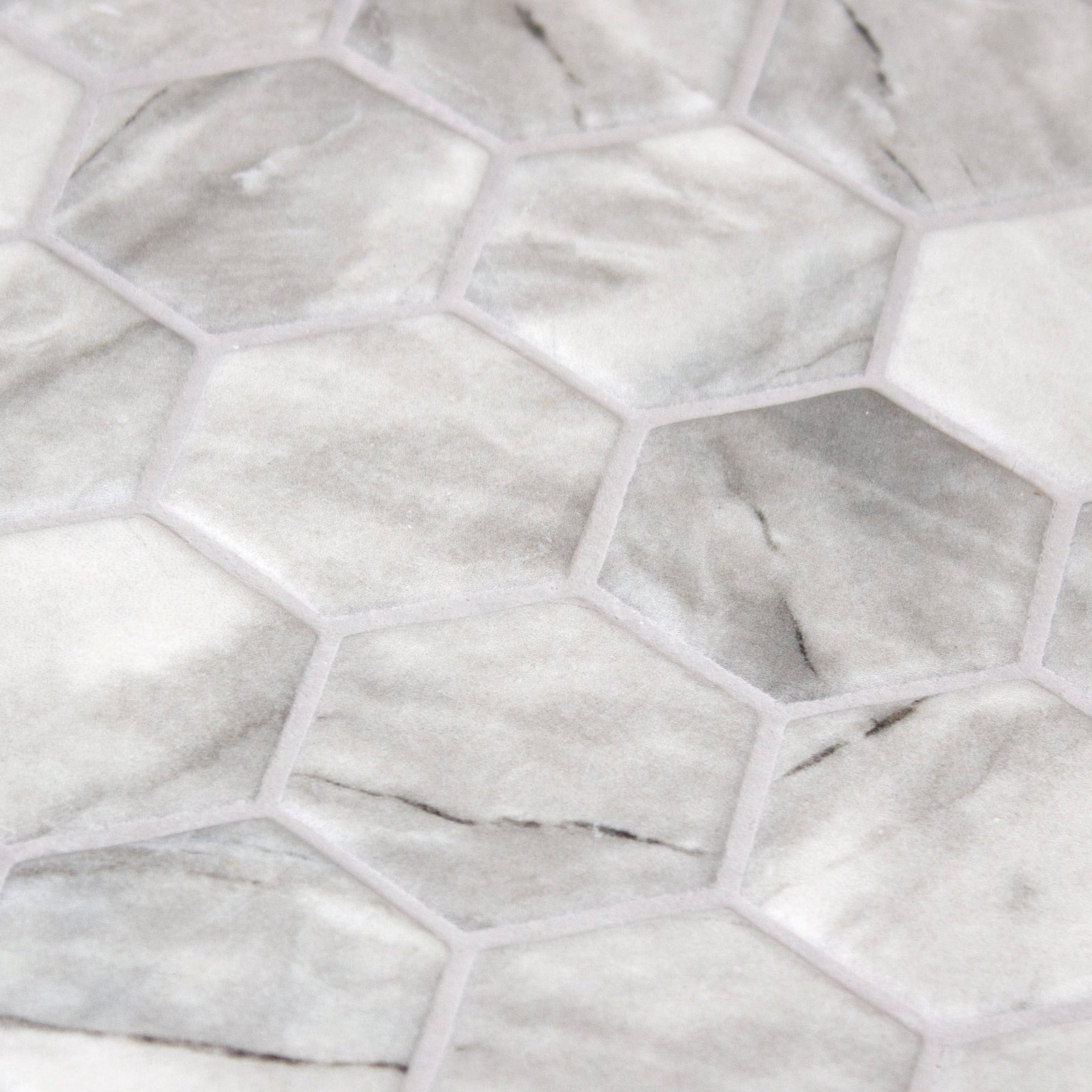 Hex XL Inverno Grey Matte Mosaic Tile – close-up detail