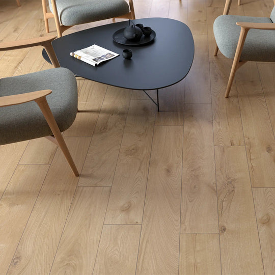 Yukon Oak 20 x 120cm porcelain wood effect tile room setting