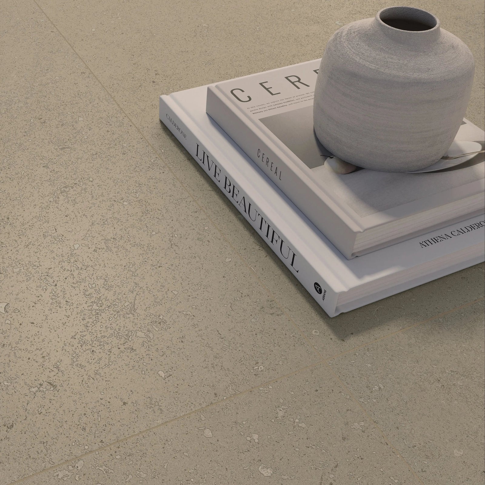 Osso Sand 60 x 60cm Porcelain Tile in a bathroom setting