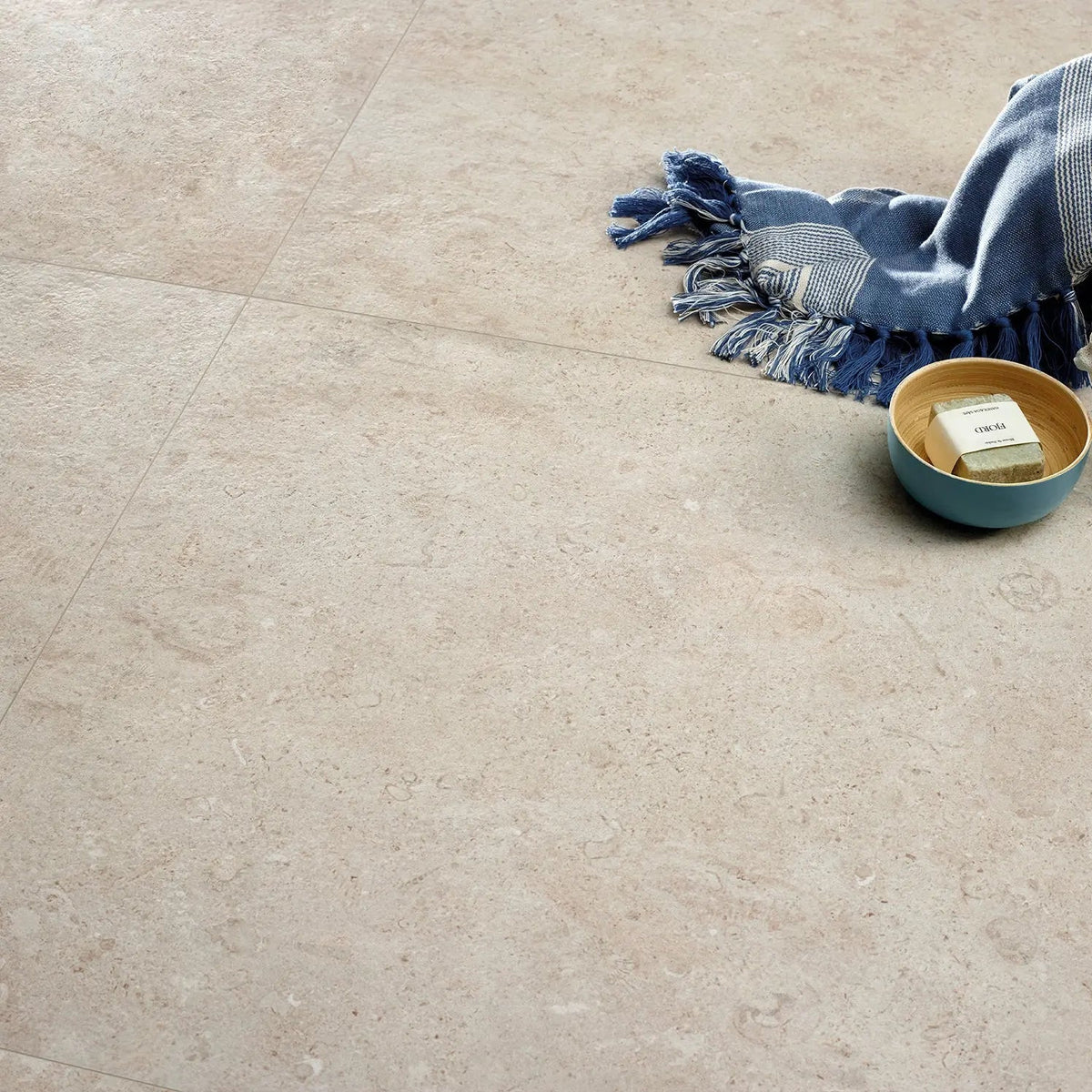 Coralstone Calcite Anti-Slip 60 x 60cm porcelain stone effect tile room setting