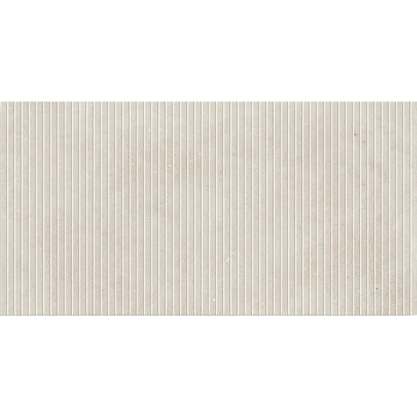 Mixtone White Décor 60 x 120cm porcelain stone effect fluted tile face