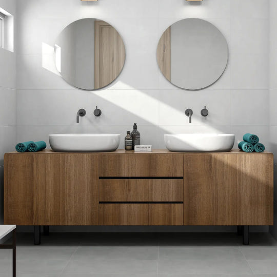 Blaze Perla 33.5 x 55cm pearl grey matt ceramic tile room setting