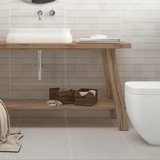Blaze Perla 45 x 45cm pearl grey matt ceramic floor tile room setting