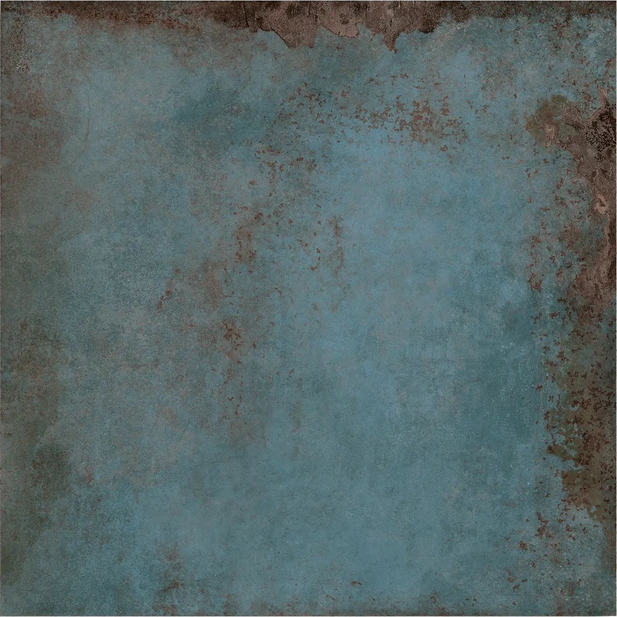 Alloy Azzurro Matt 60x60cm blue metal effect porcelain tile face detail