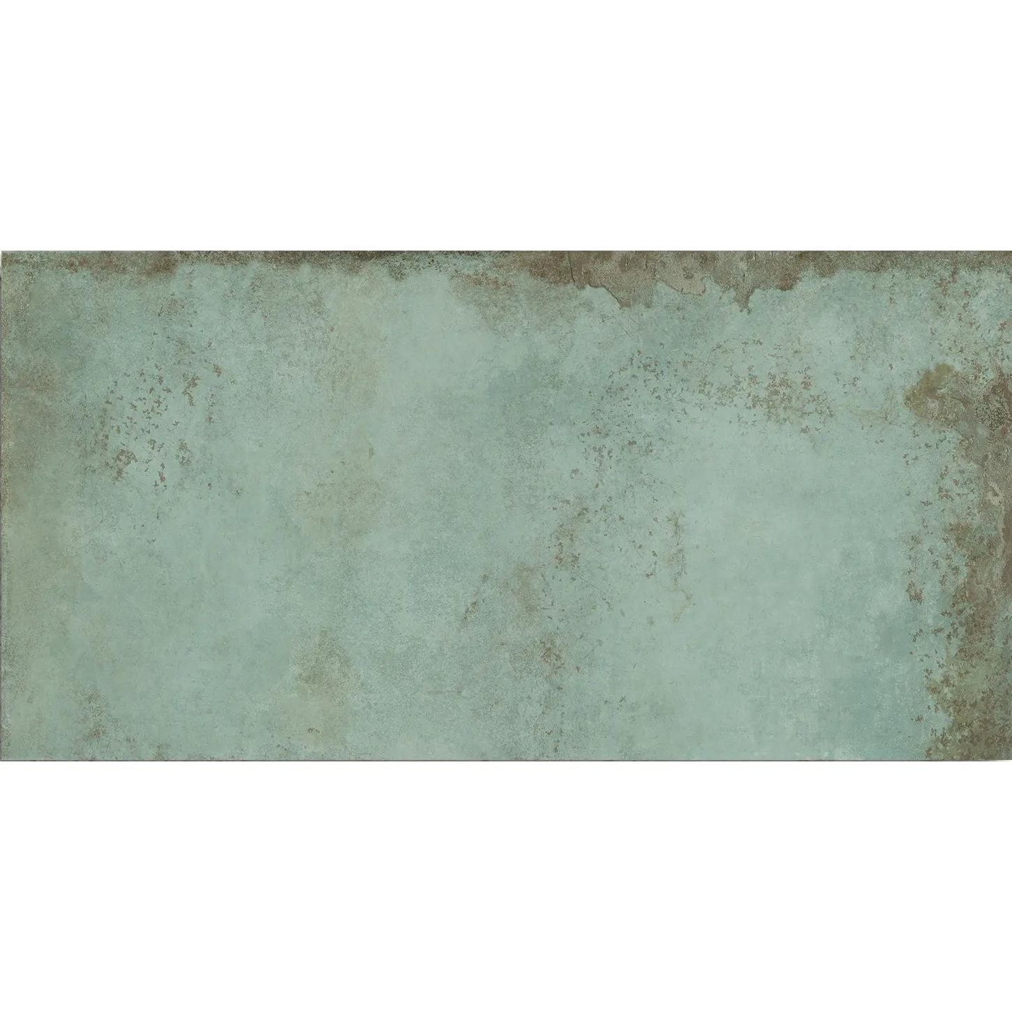 Alloy Mint Semi Polished 60x120cm pale green metal effect porcelain tile face detail