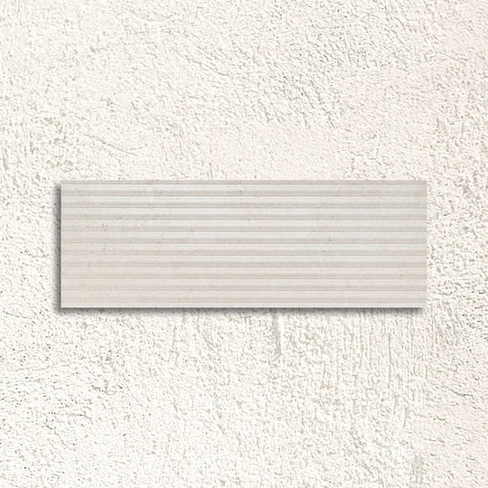 Serene Blanco Décor 30 x 90cm glazed ceramic fluted stone effect feature tile face