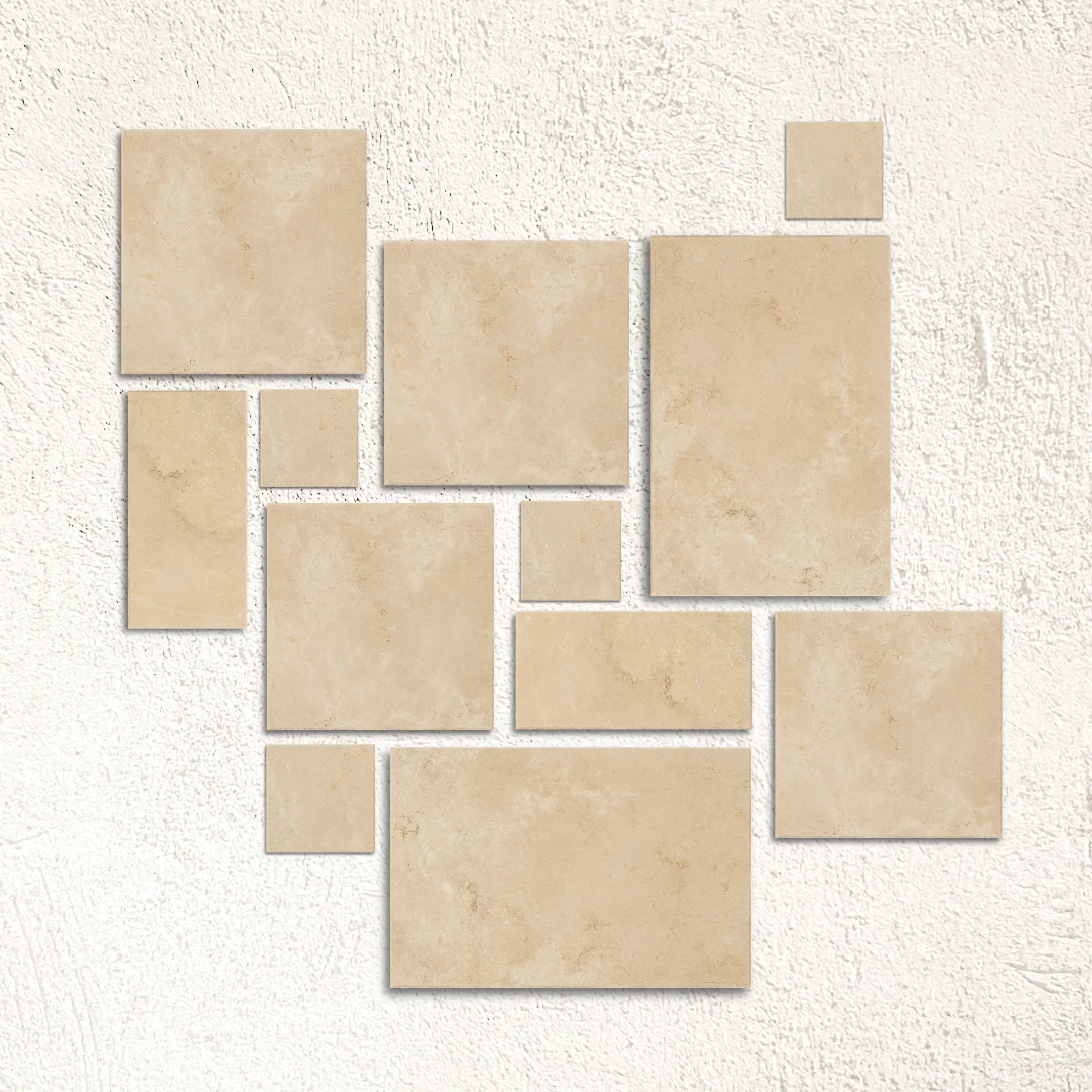Pietro Maple Italian matt porcelain stone effect modular tile face detail in warm beige