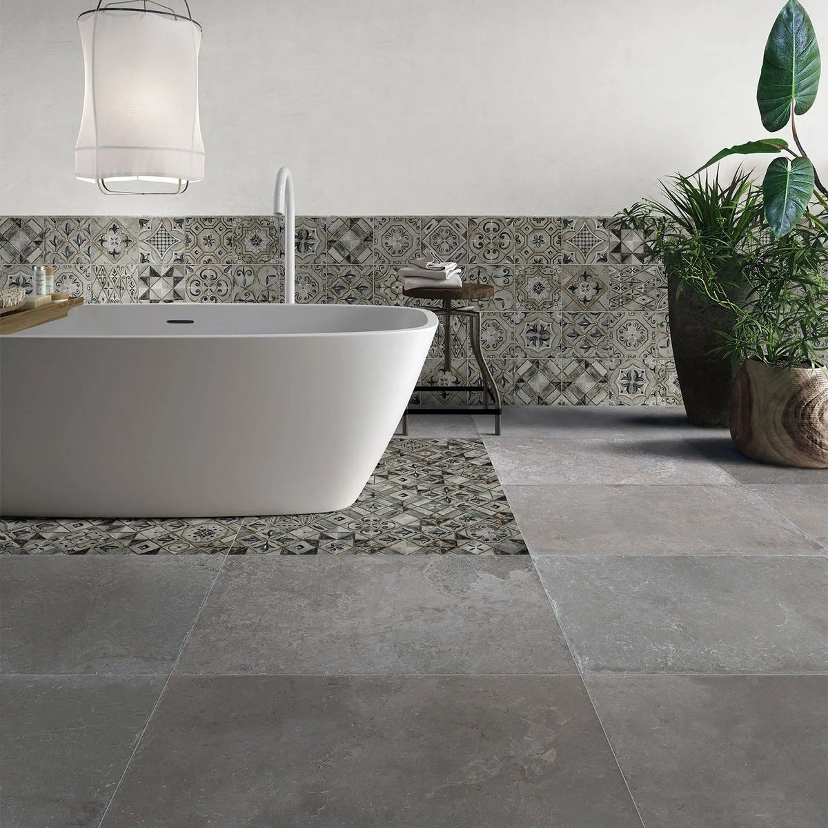 Mediterranea Menfi 60 x 90cm porcelain stone effect tile room setting