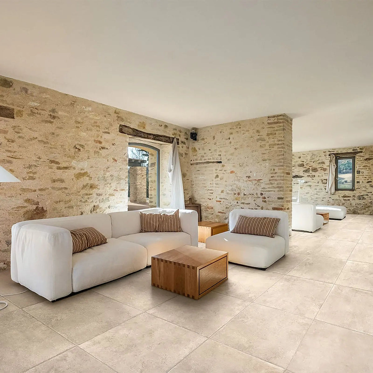 Mediterranea Dor 40 x 40cm porcelain stone effect tile room setting