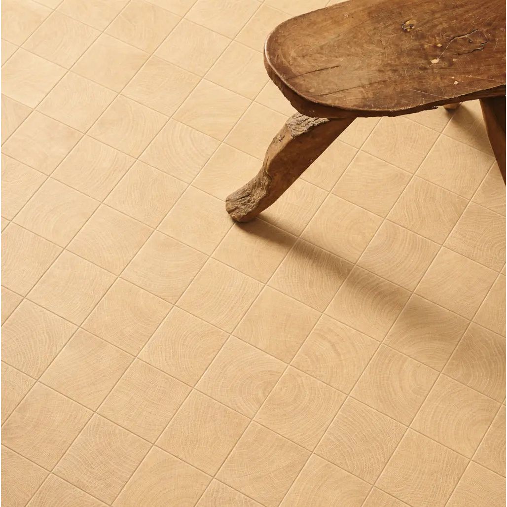 Fraser Oak 10x10cm wood-effect porcelain tile room setting