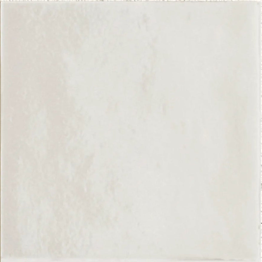 Taza Chalk white glazed ceramic zellige-style wall tile, 10 x 10cm, tile face
