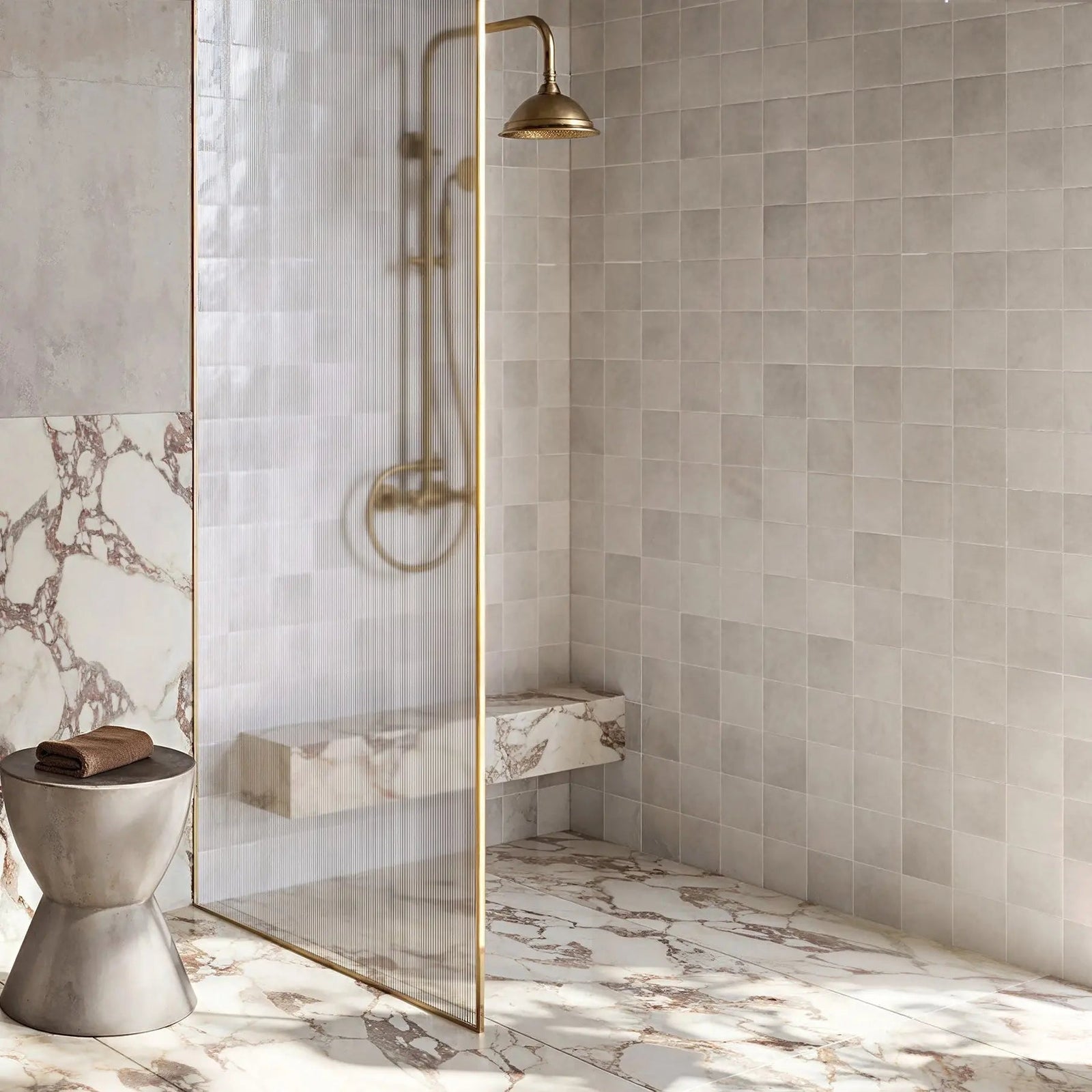 Taza Chalk 10 x 10cm Ceramic Tile in a bathroom setting