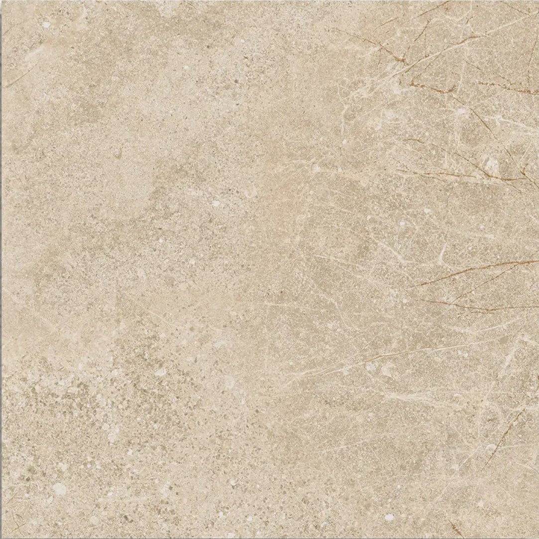 Atlas Almond matt porcelain stone-effect tile 30 x 30cm face detail