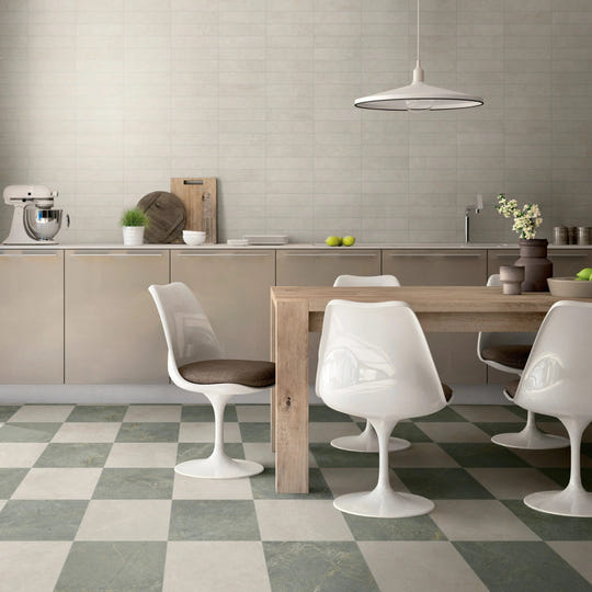 Atlas Jadestone green matt porcelain tiles styled in an interior