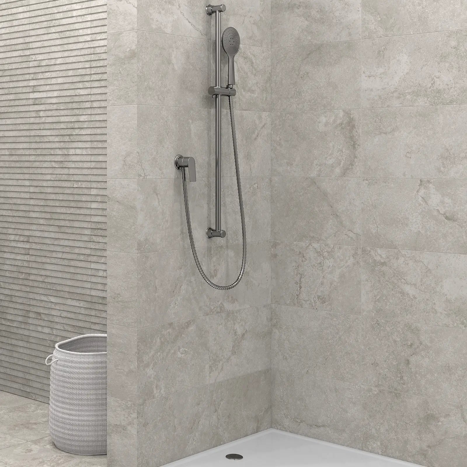 Himalaya Grey 30 x 60cm glazed ceramic stone effect tile room setting