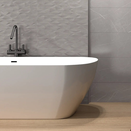 Muse Grey Prisma Decor 30 x 60cm ceramic marble effect tile room setting