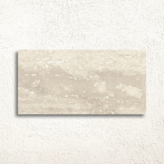 Pure Travertine Beige Natural Porcelain 30 x 60cm glazed porcelain stone effect tile face