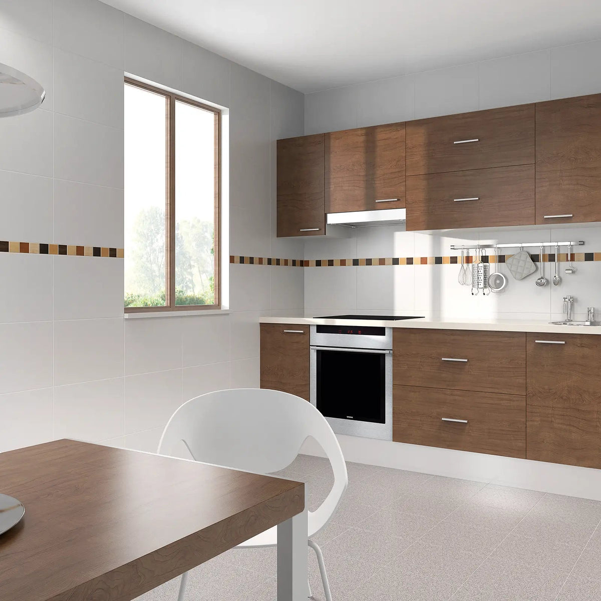 Brilliant White Tabia Bianco Matt 30 x 60cm ceramic tile room setting