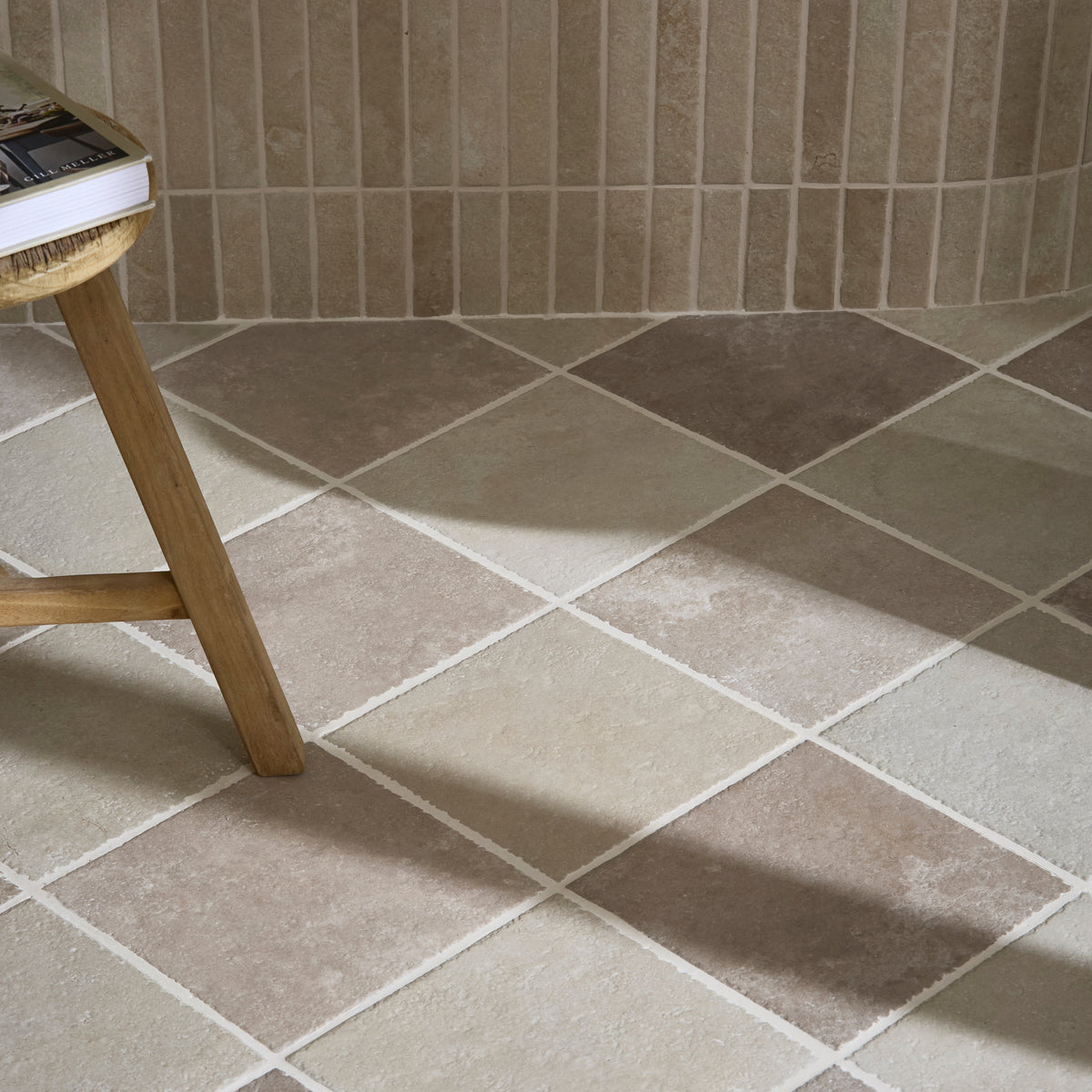 Abbey Porcelain Square Dove & Ivory Wall & Floor Tile 25x25cm