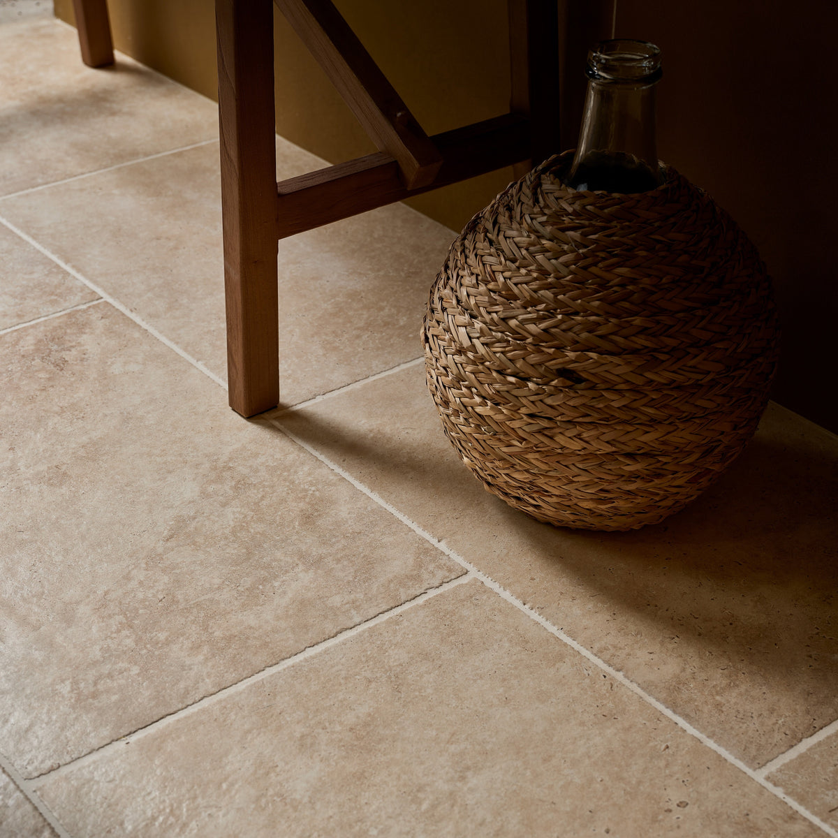 Ascoli Porcelain Beige 40 x 40cm Wall & Floor Tile in a bathroom setting