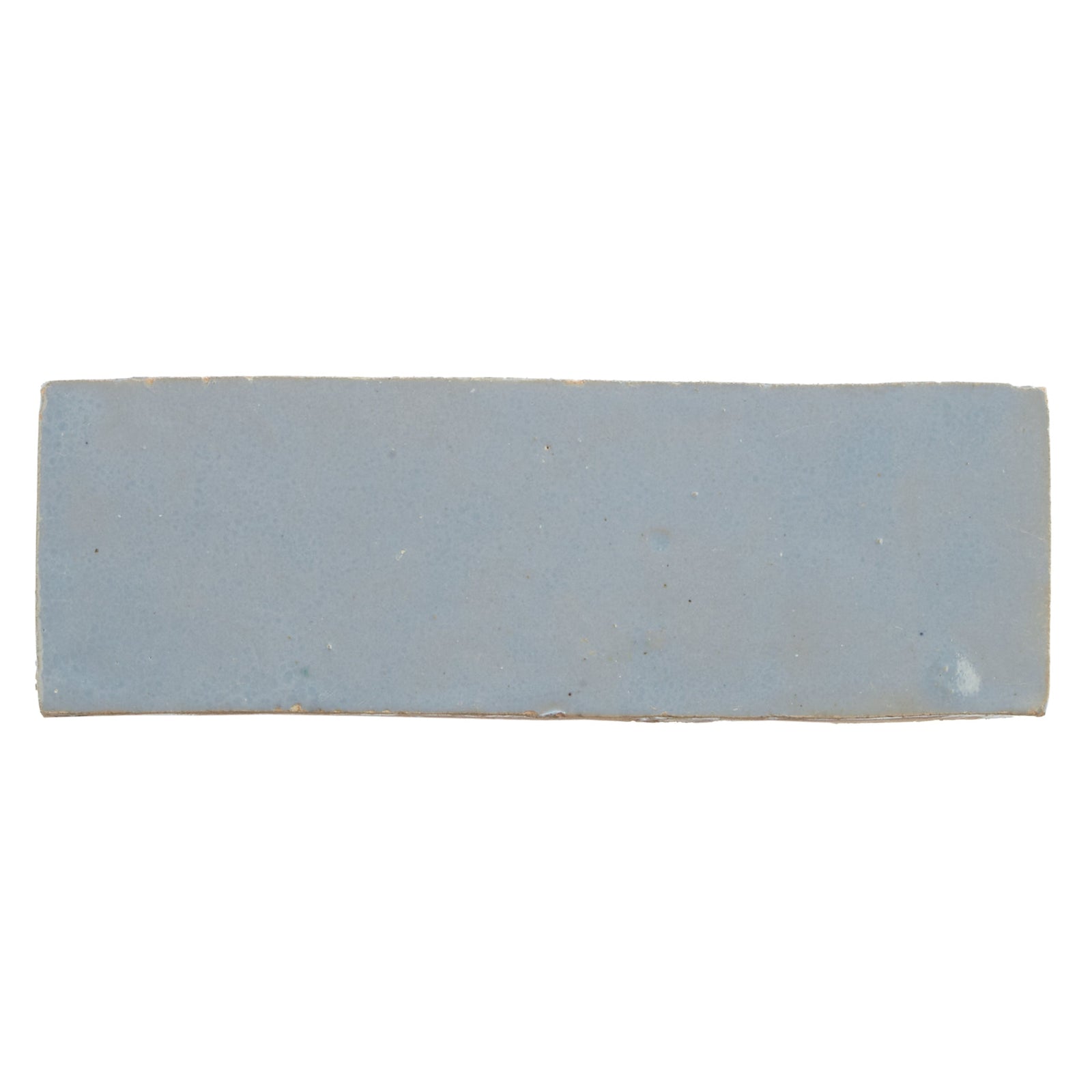 Medina Cornflower Blue rectangle handmade Moroccan zellige tile in matte light gray ceramic with subtle surface imperfections