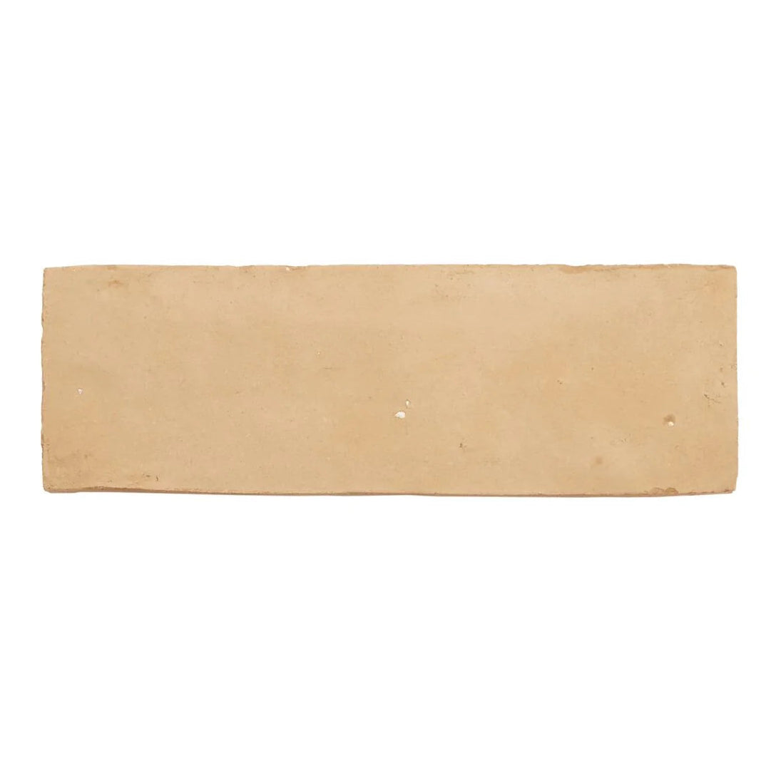 A rectangular beige terracotta medina raw rectangle handmade moroccan zellige tile with a matte finish and subtle imperfections