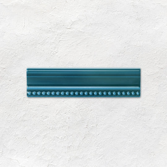 Baroque Blue Hogarth Moulding Ceramic Wall Tile 152x38mm - Gloss