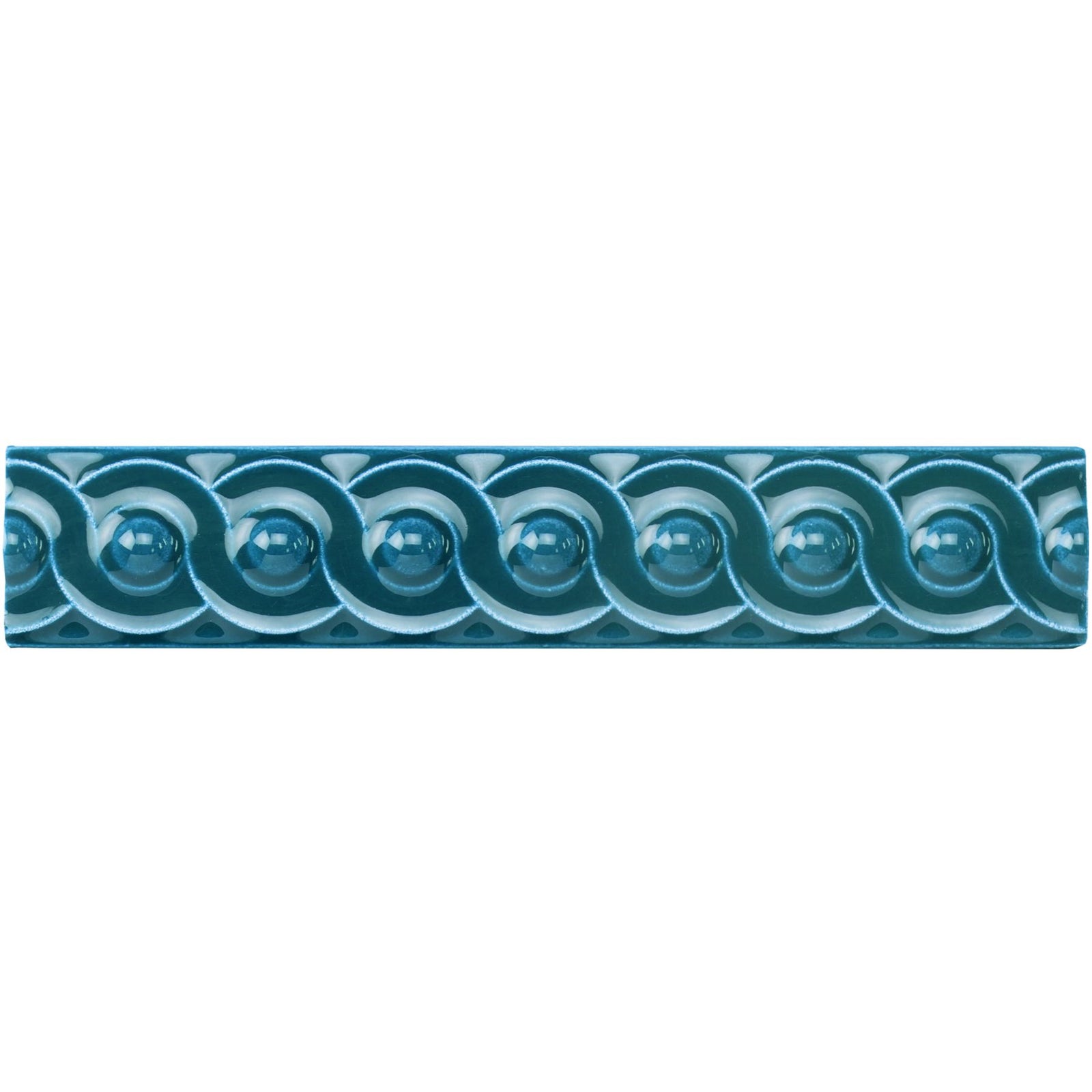 Baroque Blue Scroll Moulding Ceramic Wall Tile 152x29mm