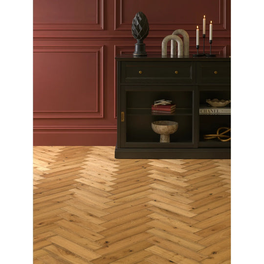 Goodrich Cottage Oak herringbone flooring in a living room
