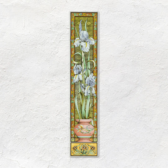 Blue Iris 5-Tile Set On Brilliant White - Ceramic - Decorated