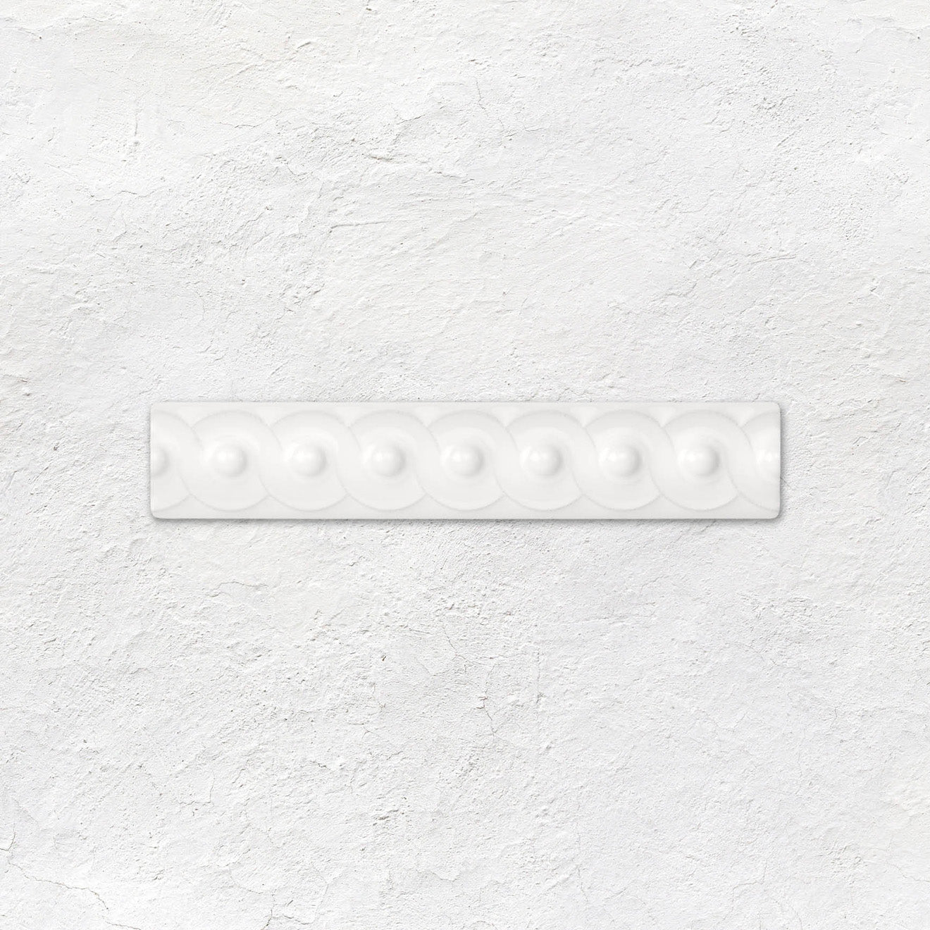 Brilliant White Scroll Moulding Ceramic Wall Tile 152x29mm