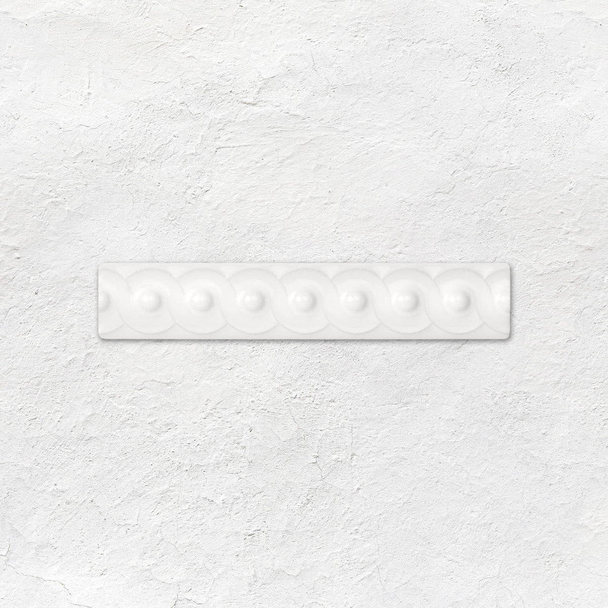 Brilliant White Scroll Moulding Ceramic Wall Tile 152x29mm - Gloss