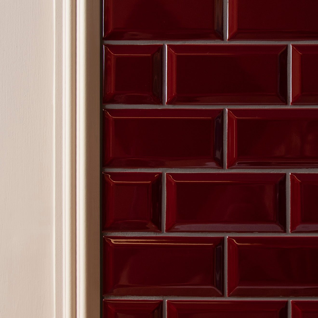 Burgundy Metro Bevelled Tile 75 x 75mm