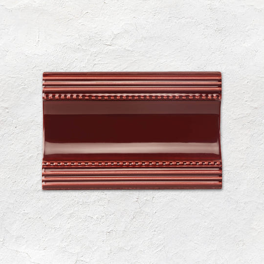 Burgundy Plain Cornice Ceramic Wall Tile 152x75mm - Gloss - Red