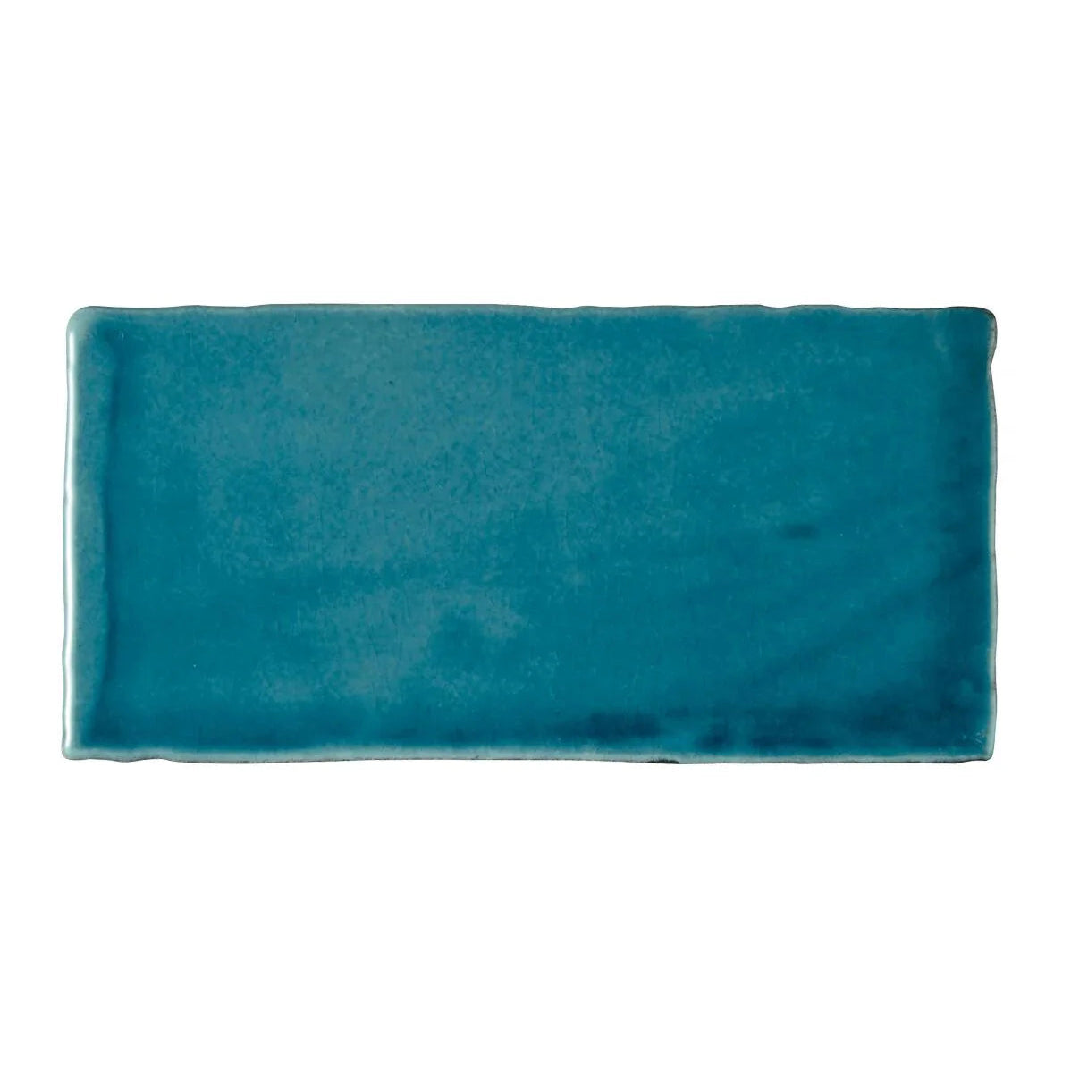 Carnival pancho blue glazed tile rectangular teal ceramic tile with textured matte finish and uneven edges
