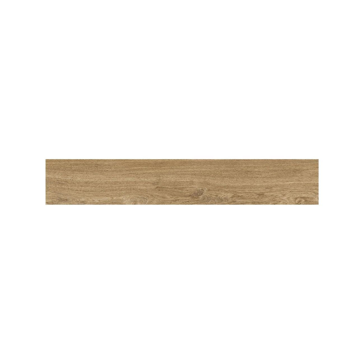 Warm Oak wood effect plank tiles laid across a kitchen floor, Fired Earth Cotswold