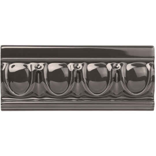 Charcoal Grey Egg & Dart Moulding Ceramic Wall Tile 152x65mm - alternate view
