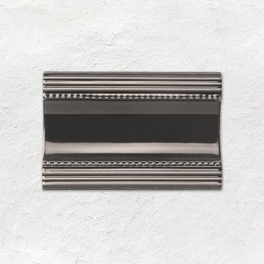 Charcoal Grey Plain Cornice Ceramic Wall Tile 152x75mm - Gloss