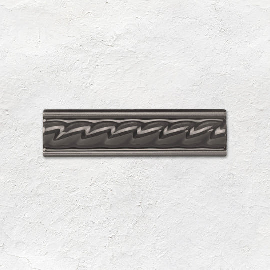 Charcoal Grey Rope Moulding Ceramic Wall Tile 152x40mm - Gloss