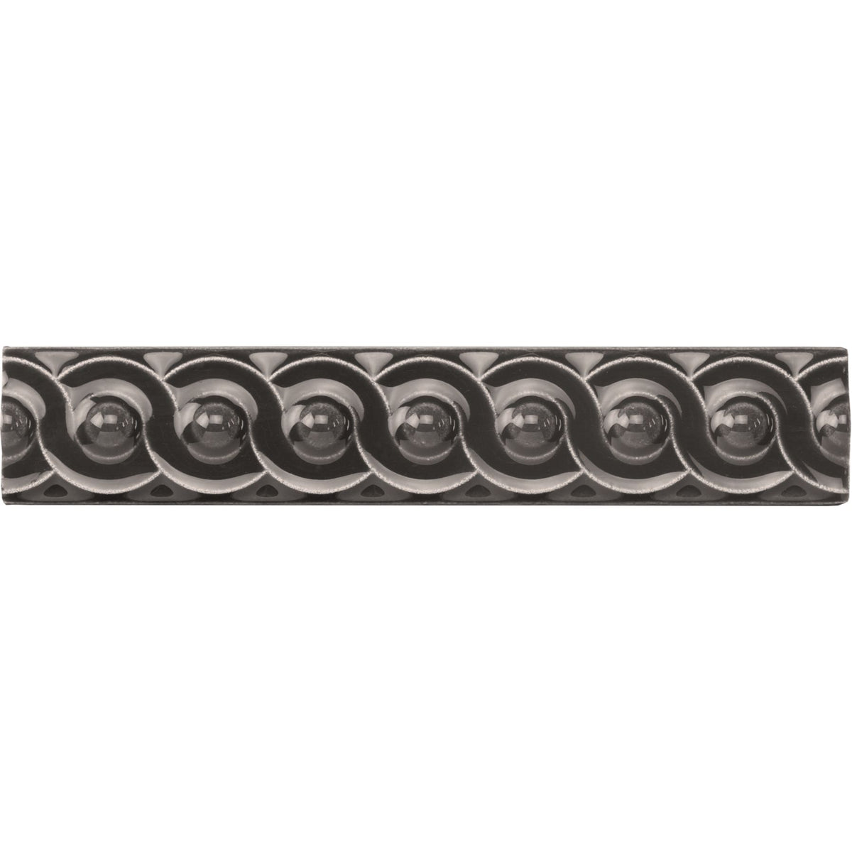 Charcoal Grey Scroll Moulding Ceramic Wall Tile 152x29mm - Gloss