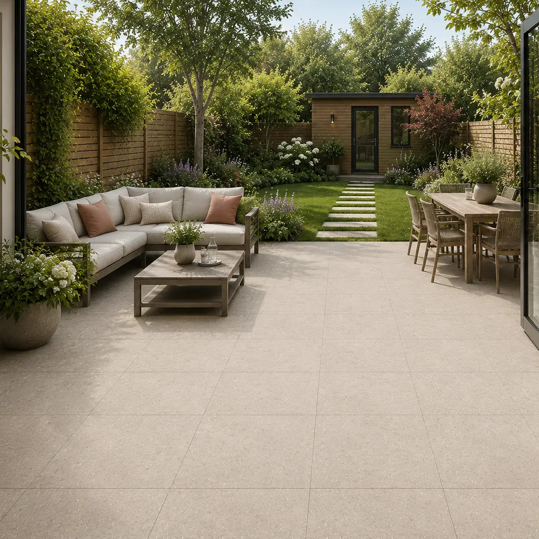 Coralstone Calcite Anti-Slip 60 x 60cm porcelain stone effect tile face