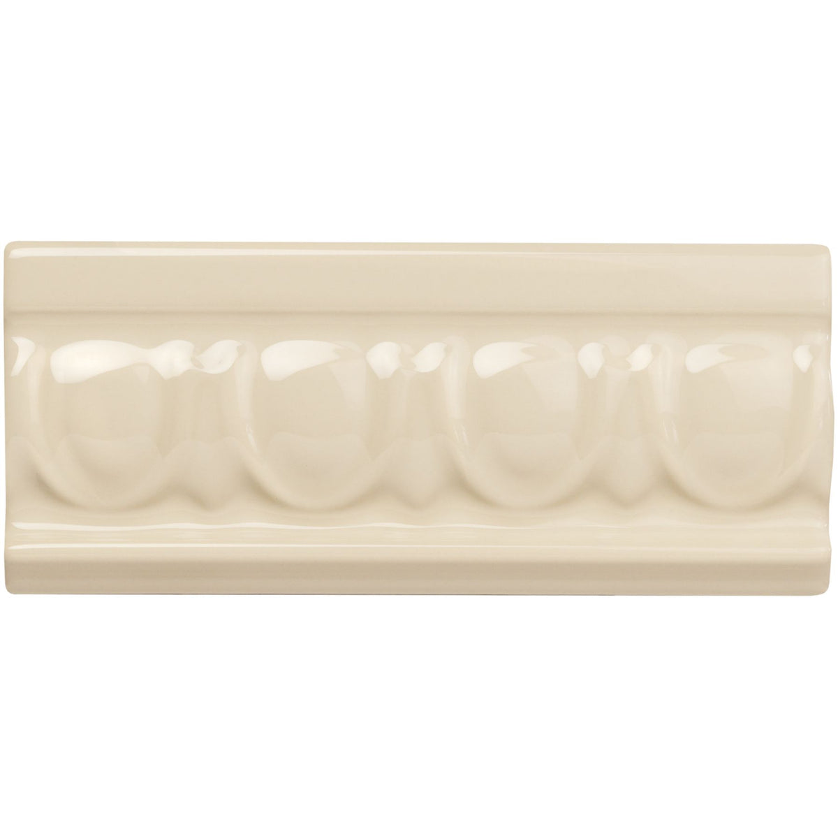 County White Egg & Dart Moulding Ceramic Wall Tile 152x65mm - Gloss